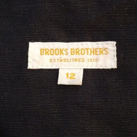Vintage Brooks Brothers Linen Dress 80s Black Sleeveless Button Down Size 12 - Picture 2 of 8